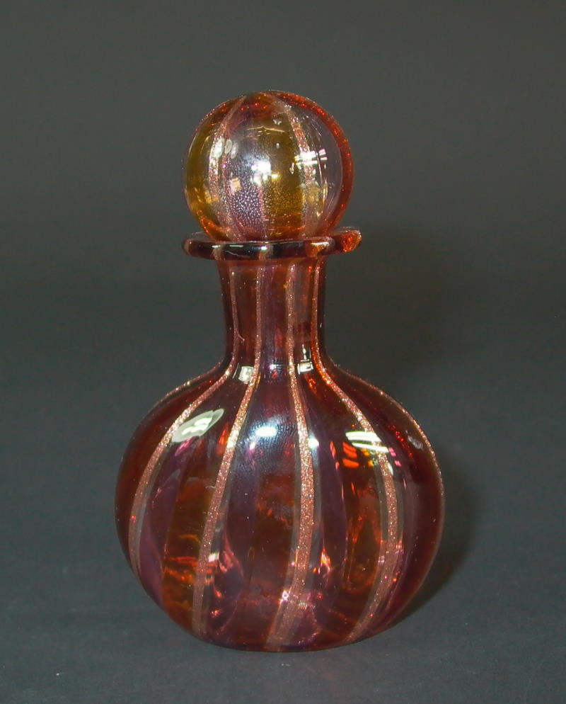 Murano Flakon mit Goldeinschmelzungen   1960