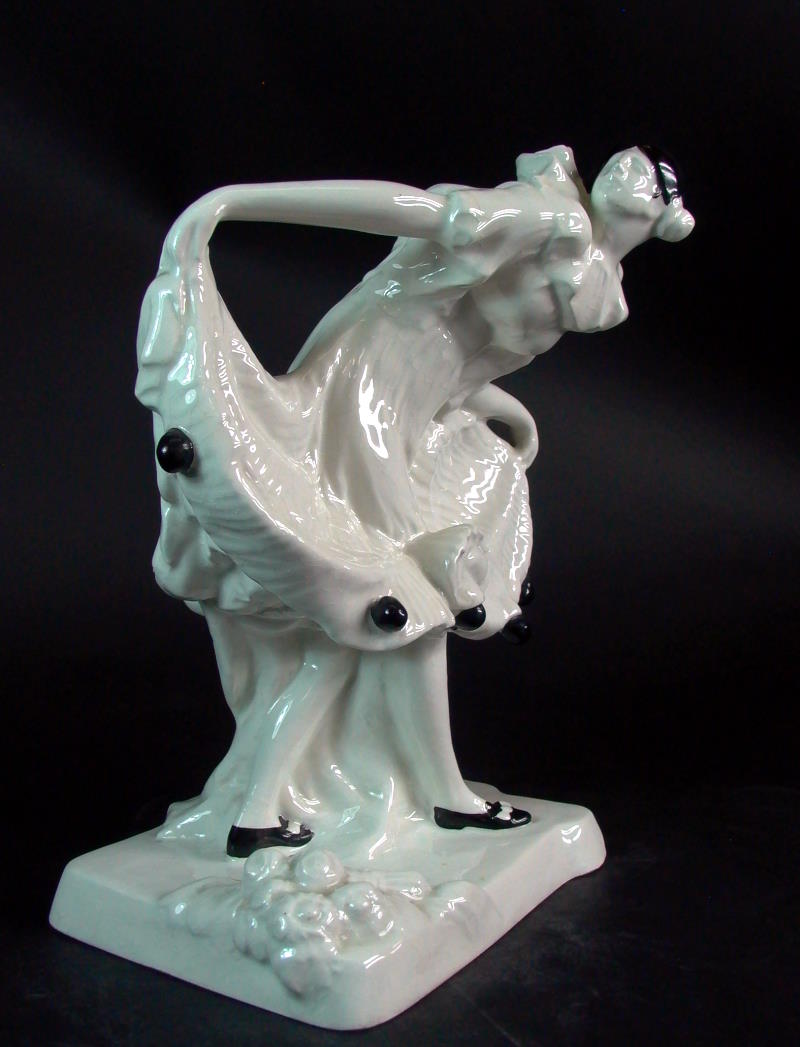 wunderschöne Columbine / Pierrot   Jugendstil Figur 1900