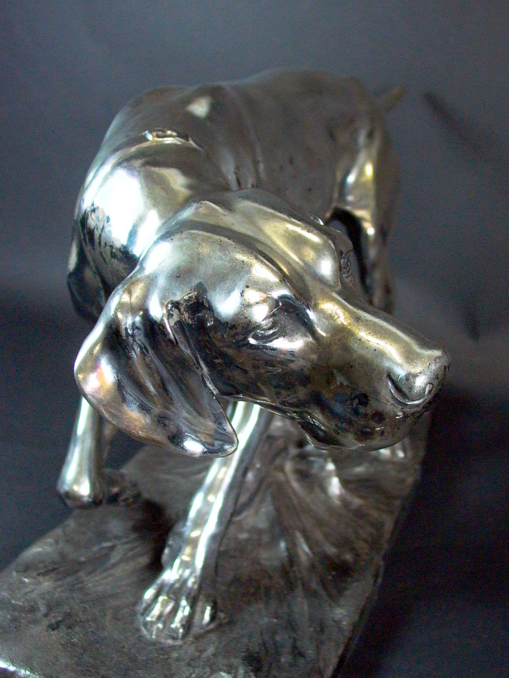 riesige WMF Skulptur   54cm grosser Jagdhund versilbert