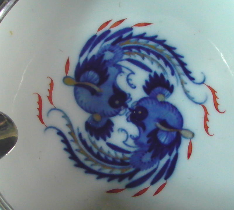 Meissen Ascher   blau roter Drache   800er Silber